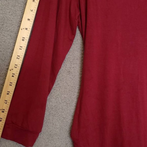 Fraiche By J Womens T Shirt Dress Burgundy Knee Length Long‎ Sleeve Sash L - Picture 5 of 8
